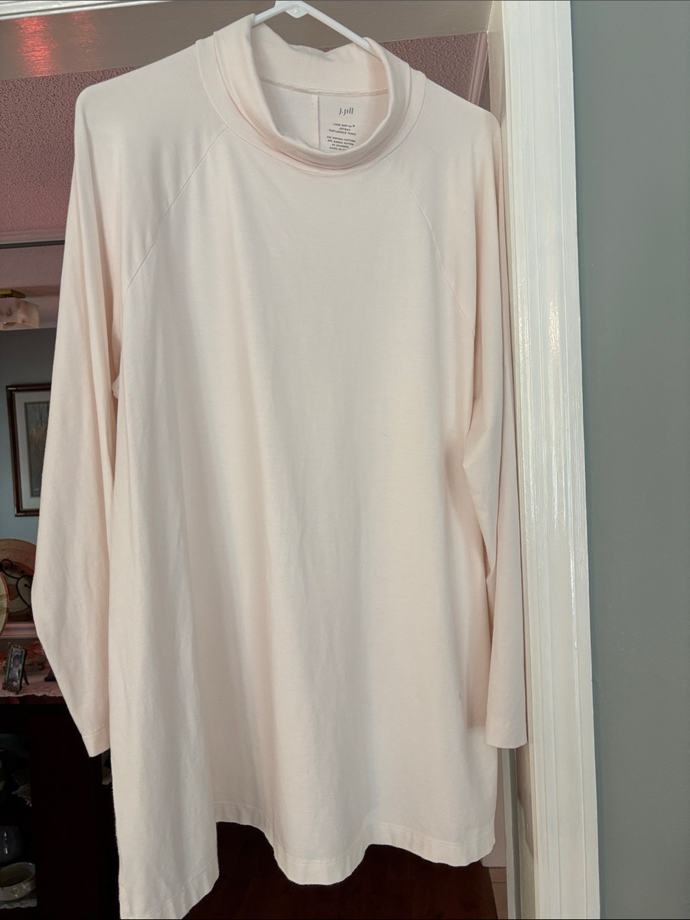 J. Jill Soft Light Cream Long-Sleeve Mock Neck Top